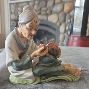 E.W. Princess China Figurine Old Women  with Fruit